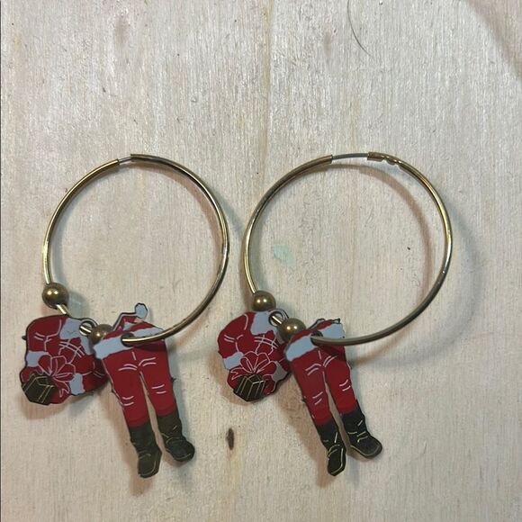 Festive Red Santa Earrings - Picture 1 of 3
